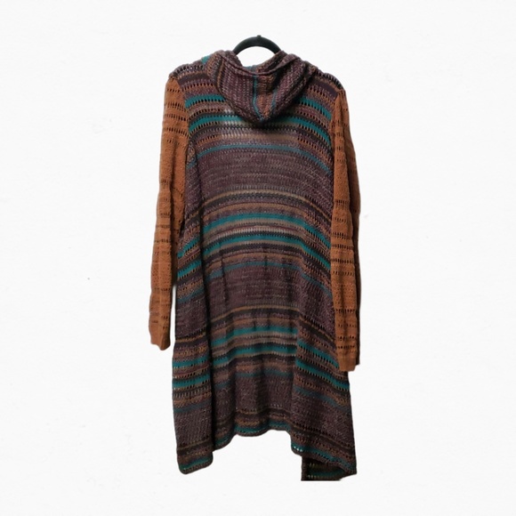 Maurice Long Sleeve Knit Multicoloured Long Sweater With Hood - Picture 2 of 4